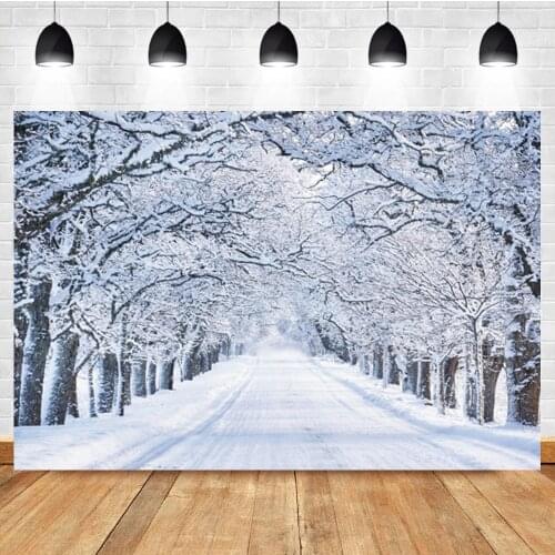 Laeacco Winter Forest Snow Scene Christmas Photo Photography Background Photographic Photography Backdrop For Photo Studio