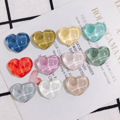 Mini Order 10pcs Colorful Flatback Resin Heart Cabochons Ornament Accessories Embellishments Scrapbooking Charms DIY 21*18mm