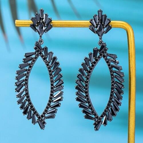 Trendy Black Pendant Drop Earrings for Women Girl Bridal Wedding Fashion Birthday Super Gift High Quality dangle earrings