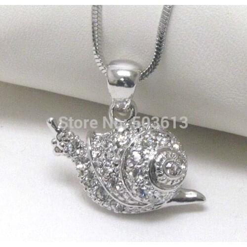 One piece Fashion Alloy Rhinestone Rhodium Snail Animal Women Necklace xy155