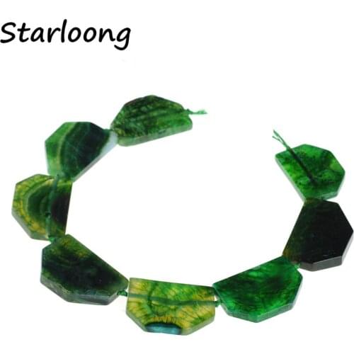 Natural Stone Multicolor Slab Slice Cracks Texture Veins Agates Druzy Loose Gems Strand Beads for DIY Jewelry Making Necklace