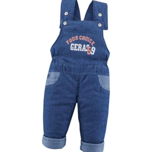 2020 New Children winter warm overalls girls boys jeans thick cotton filling kids overalls for girls 0-3 years children jumpsuit