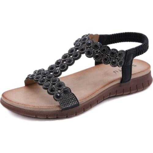 2021 New Rhinestone Flat Women Sandals Fashion Shoes Lightweight Non-slip Sabot Womens Summer Designer platform Sandals q258