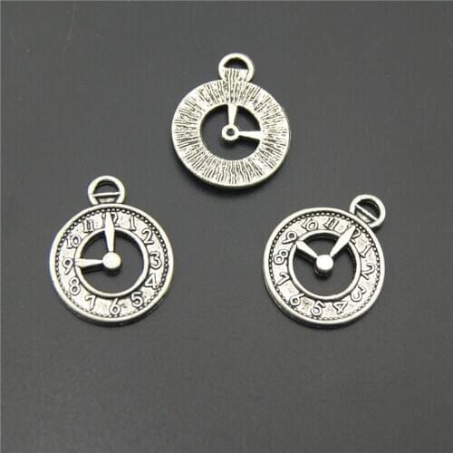 10pcs Bronze/Silver Color Alarm Clock Charms Pendant Jewelry Making DIY Handmade Craft A329/A2187
