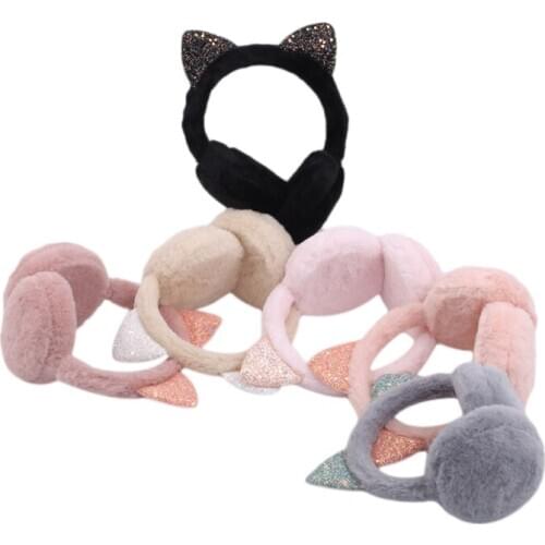 Hang Ear Cover Warm Winter Earmuffs Female Headwear Cartoon Ear Muffs Fur Earmuffs Cold Ear Warmer Fold Ear Protection Headband