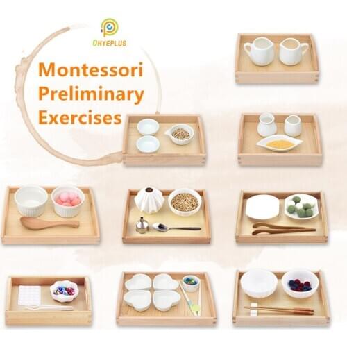 Montessori Materials for Preliminary Exercises White Porcelain Series Kids Educational Toys 2~5 Pouring/ Spooning/ Clipping Work