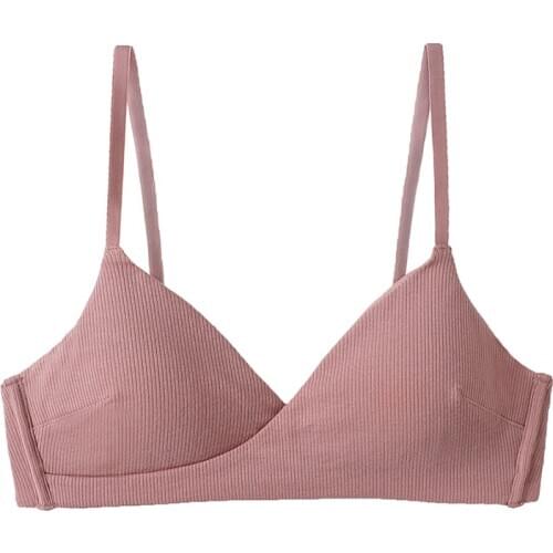 Sexy Cotton thread French Bra with Removable Padded Thin Cup Wire free Triangle bralette underwear Women Lingerie 2020