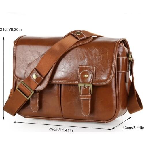 Retro PU Leather Waterproof DSLR SLR Camera Lens Case DV Shoulder Bag For Nikon Canon Sony Casual Bags