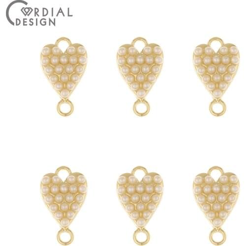 Cordial Design 100Pcs 11*19MM Earrings Accessories/Connector/DIY Charms/Heart Shape/Imitation Pearl/Jewelry Findings Components