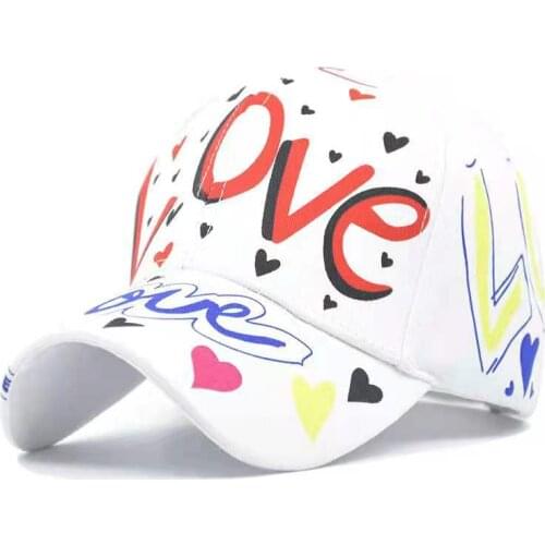 Unisex Letter Love Graffiti Baseball Cap Sun Hip Hop Cap Visor Spring Hat Men Adjustable Snapback Cotton Cap For Women Men Hats