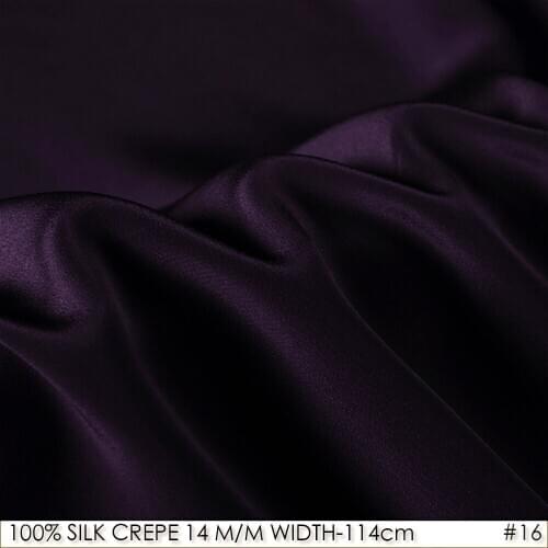 SILK CREPE DE CHINE 114cm width 14momme/100% Pure Mulberry Silk Fabric/Batik Painting and Wedding Dress Fabric Deep Purple NO16