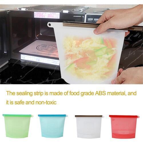Food Storage Bag 4 Colors Silicone 100% Pure Non-toxic Platinum Food Grade Sealed Reusable Container Bag For Vegetable Meat