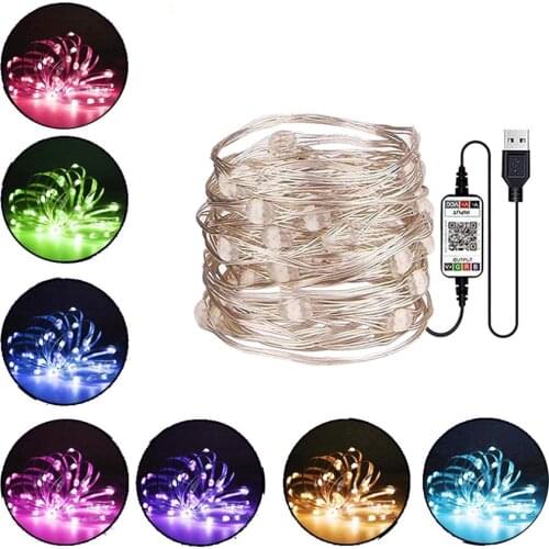 Thrisdar Bluetooth App Sync Music LED Fairy Lights 5M USB Color Changing String Lights Bedroom Wedding Brithday Christmas Lights