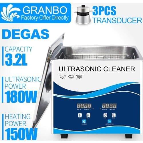 Granbo 3.2L 180W Digital Ultrasonic Cleaner Bath DEGAS Ultrasound Cleaner Sonic Cleaner Metal Parts Manicure tools Bicycle Chain