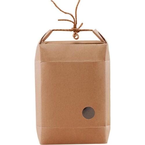Rice Kraft Paper Packaging Bags with Clear Window Nut Tea Coffee Food Storage Bag Rope Handle