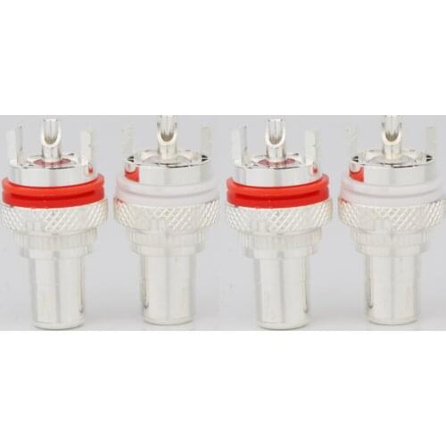 8pcs High Quality Red Copper Plated RCA Socket Audio RCA Jack RCA Terminals Amplifier Copper RCA Socket Plug