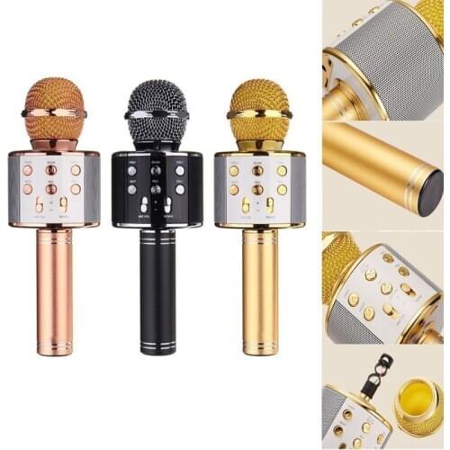 WS858 Bluetooth Wireless Microphone Karaoke Handheld Microphone USB KTV Player Bluetooth Mic Speaker Record Music For Home Party