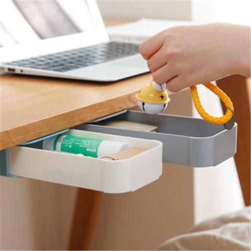 Under Desktop Stationery Storage Boxes Plastic Hidden Self-adhesive Pencil Sundries Drawer Containers Box Home Office Organizers