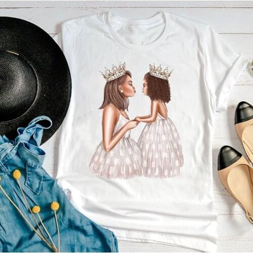 Women Graphic Cartoon Elegant Printing 90s Girl Daughter Mom Mother Mama Summer Print Female Clothes Tops Tees Tshirt T-Shirt