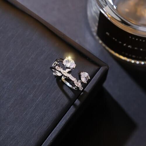South Korea Dongdaemun High-Grade Elegant Non-Mainstream Design Drop-Shaped Adjustable Ring Female Ins Fashion Ring