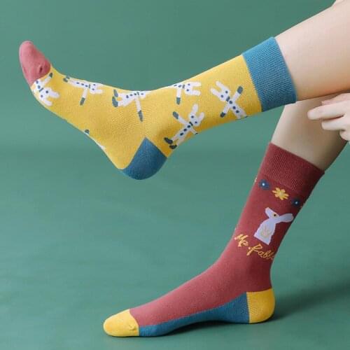 1 Pair Kawaii Woman Socks Cartoon Harajuku Socks Unisex Funny Tube Socks Retro Cute Japanese Girls Female Sport Breathable Socks