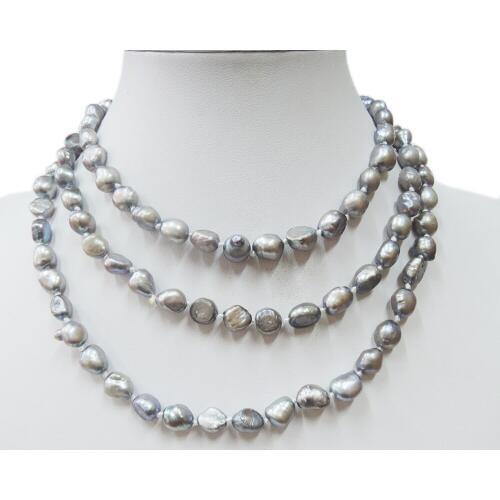 100% NATURE FRESHWATER PEARL LONG NECKLACE-120 CM pearl necklace-baroque shape