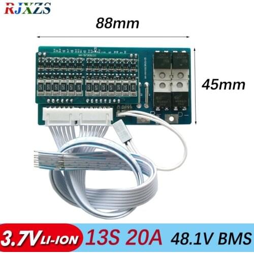 13S 20A li-ion 54.6V 48.1V BMS PCM small battery protection board bms pcm with balance for electric bike battery cell pack