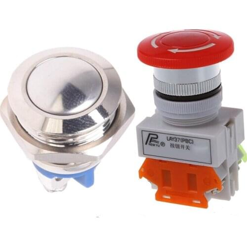 3A / 3V-250V push button switch push button 16 mm nickel-plated brass & 600V 10A off switch Emergency switch