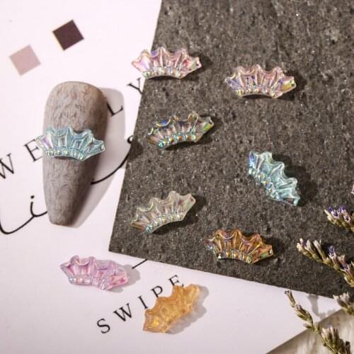 50 Pcs 3D Aurora Skirt Crown Design Resin Nail Art Decorations Fashion Lace Manicure Jewelry Accessories Wholesale Drop Shipping