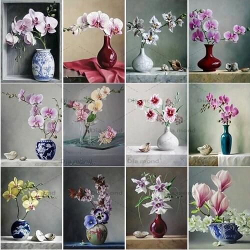 5D DIY Diamond Painting Flowers Diamond Embroidery Blue and White Porcelain Vase Cross Stitch Full Drill Crafts Home Decor Gift