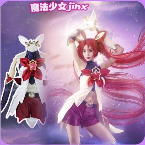 Anime! Game LOL Magical Girl Star Guardians JINX New Warrior Battle Suit Sexy Dress Uniform Cosplay Costume Free Shipping