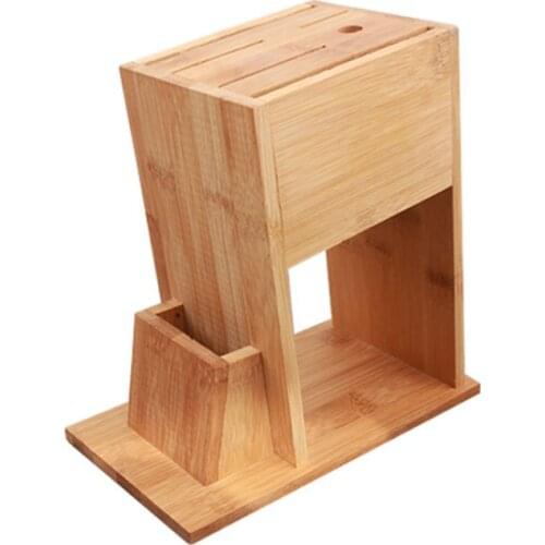 Bamboo knife holder Knife Block Holder Cutlery Storage Box Kitchen Scissors Tools