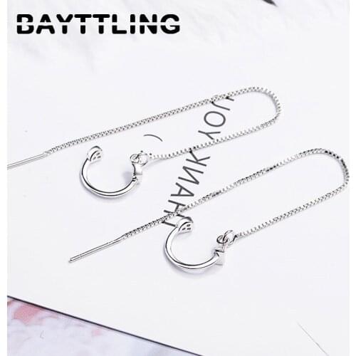 BAYTTLING New 925 Sterling Silver 100MM Half Round Heart Zircon Tassel Drop Earrings For Women Fashion Wedding Jewelry Gifts