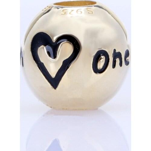 Bewill S925 Sterling Silver Gold Plated Round Heart Beads Fit Original Charms Bracelet Necklace Pendant Diy Jewelry Making