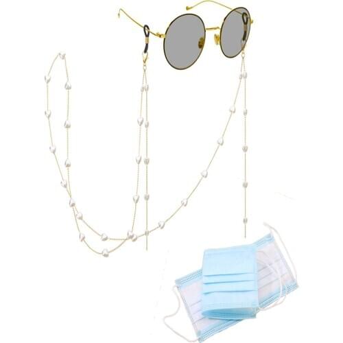 New 8Styles Heart Pearl Glasses Mask Holder Strap Chain For Women Neck Hanging Mask Lanyard Eyewear Party Handmade Jewelry Gifts
