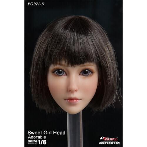 Custom Fire Girl Toys 1/6 FG071 Sweet Girl Head Carving Model Toys for 12" Figure Doll