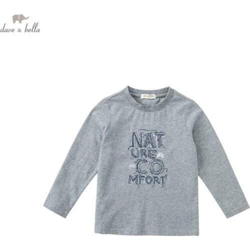 DKY18317 dave bella autumn 5Y-13Y kids boys clothes children fashion cartoon print T-shirt girls high quality fashion tees