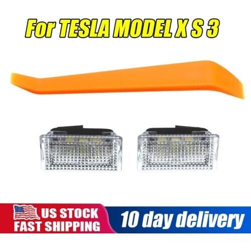 For TESLA MODEL X S 3 2Pcs Ultra-bright WHITE LED Door LED Boot Foot Well Glove Box Light Output Interior Puddle Trunk Light