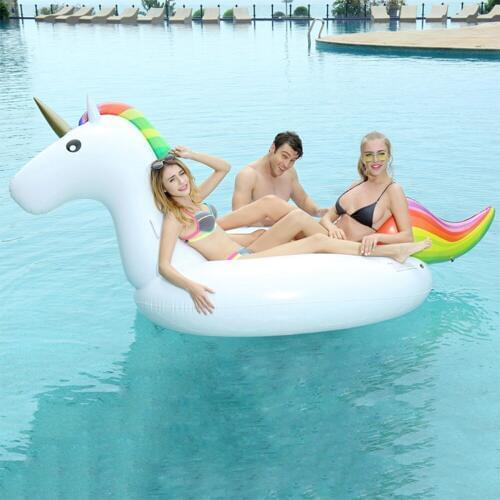 Giant Unicorn Floating Pool Swimming Ring Air Mattress Inflatable Swimming Circle Pool Float Row Tube Water Party Beach Toys