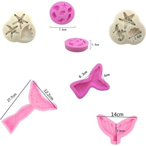Cake Decoration Tools DIY Sea Creatures Conch Starfish Shell Mermaid Cake Candy Silicone Molds Creative Chocolate Mold