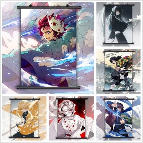 WTQ Canvas Painting Demon Slayer Kimetsu No Yaiba Anime Posters Retro Poster Wall Decor Wall Art Picture Decoration Home Decor