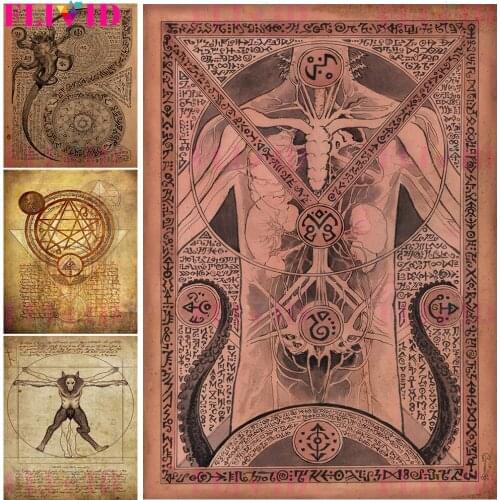 Book Of The Dead Retro Wall Art Canvas Painting Greater Key Of Solomon Clavicula Salomonis Poster And Print Decoration Unframed