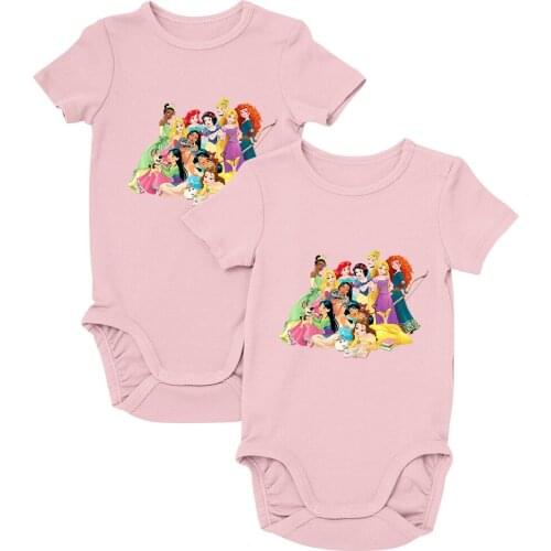 Four Seasons Infant Romper 0-24M Fashion Disney Princess Pattern Dropship Comfort O-Neck Harajuku Color Baby Girl Boy Onesie