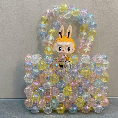 2021 Spring/Summer Womens Popular Womens Popular Boutique Beading Acrylic Beads Bag Handmade Round Colorful Beads Clutches