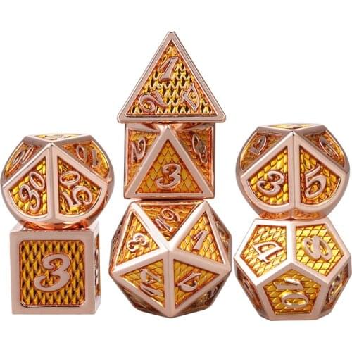 Dragon scale Cthulhu style Metal Dice 7 PCs DND Dice, Polyhedral Dice Set, for Role Playing Game MTG Pathfinder
