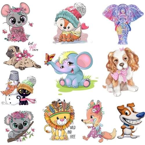Cute Animal Koala Elephant Heat Vinyl Transfer For Clothing Iron On Rabbit Transfers For Clothes Thermo Stickers For DIY T-shirt