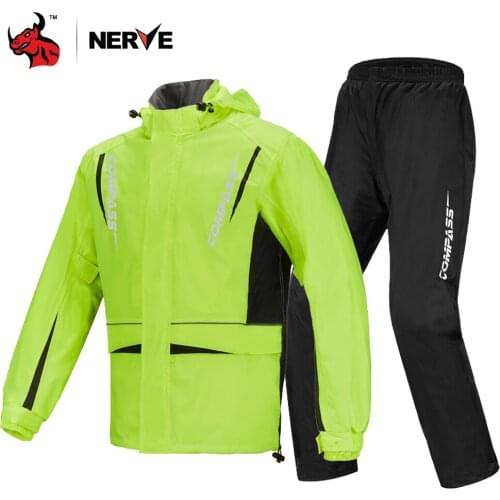 NERVE Motorcycle Jacket Waterproof Raincoat Suit Windproof Biker Raincoat Pants Motocross Impermeables With Reflective Clothing