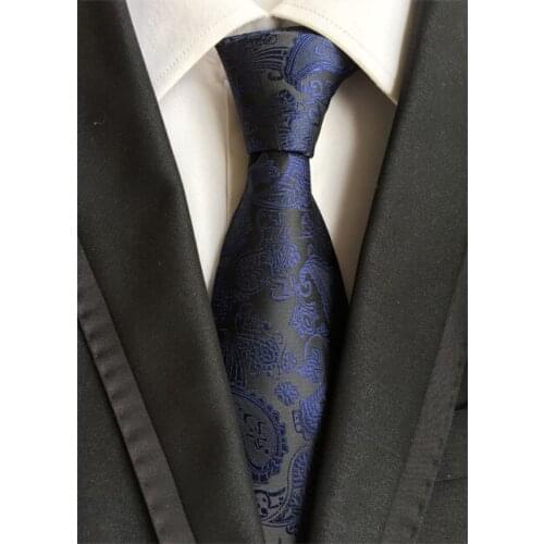 8cm Mens Ties Navy Blue Fashion Paisley Necktie