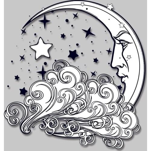 Moon Stars Stickers Printed Decoration Iron-on Transfers Patches for Kids Clothing Jacket Washable DIY Appliques