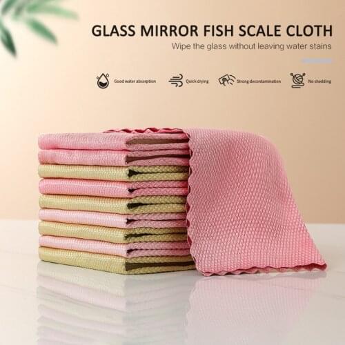 Newest Kitchen Cleaning Cloths Household Special Fish Scale Wipes For Glass Cleaning Leaving No Traces Support Wholesale